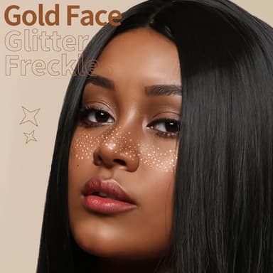 FANDAMEI 6PCS Glitter Freckles Face, Glitter Makeup Speckles. Makeup Patches, Face Speckles for Women, (Gold - Image 2