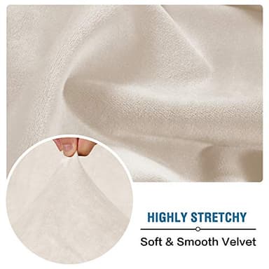 H.VERSAILTEX Velvet Stretch Couch Cushion Cover Plush Cushion Slipcover for Chair Loveseat Sofa Cushion Furniture Protector Seat Cushion Sofa Cover (3 Piece XL Sofa Cushion Covers, Ivory) - Image 5