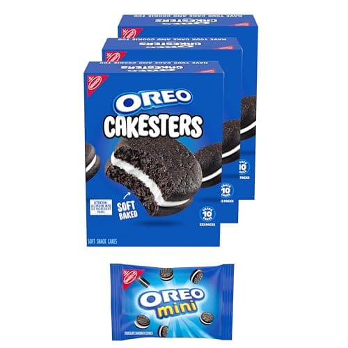 OREO Cakesters Soft Snack Cakes, 3 - 5 Count Packs (15 Total Snack Packs) + Bonus OREO Mini Cookie Snack Pack - Image 1