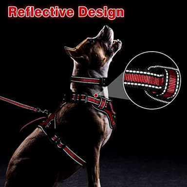 WINSEE Pet Harness Collar and Leash Set, All-in-one Reflective Dog Harness No Pull with Adjustable Buckles for Puppies, Small, Medium, Large, and Extra-Large Dogs (Small, Red) - Image 5