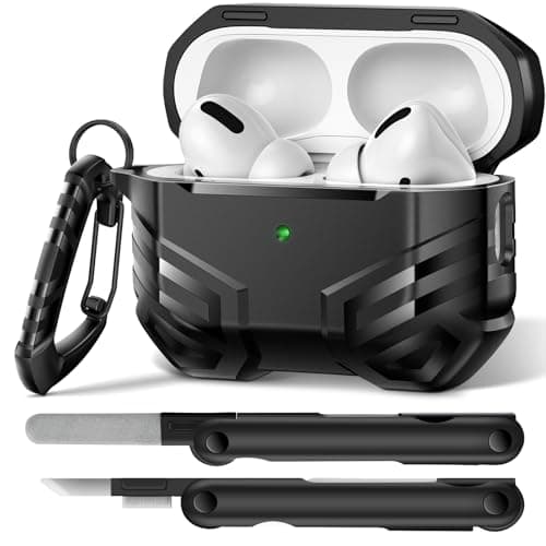 MOBOSI for AirPods Pro 2 Case, Compatible with Airpod Pro Case 2nd/1st Gen [Compatible with MagSafe], Military Grade Protective Cover with Cleaner Kit & Keychain for Men(2023/2022/2019), Black - Image 1