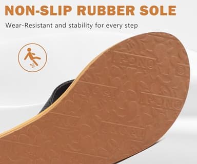 ONCAI Flip Flops For Women Yoga Mat Non-Slip Womens Flip Flops Sandals Summer Beach Slippers With Arch Support Slip On Lightweight EVA Sole Khaki/Black Size 7.5 - Image 5