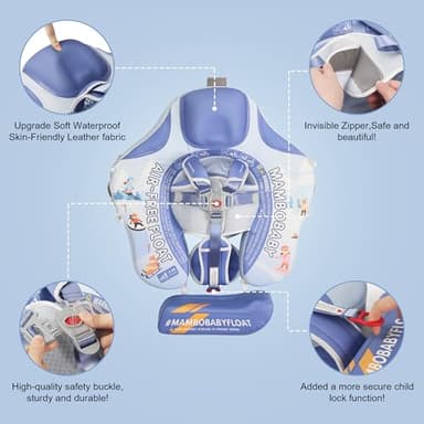 Baby Floats for Pool with Canopy Removable Sun Protection Canopy Mambobaby Float Non Inflatable Upgrade Add Tail Avoid Flip Waterproof Skin-Friendly Infant Swim Float 3-24 Months - Image 4
