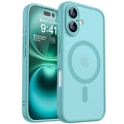 CANSHN Magnetic for iPhone 16 Plus Case, Upgraded [Full Camera Protection] [Compatible with Magsafe] [Translucent Matte] Shockproof Protective Phone Case for iPhone 16 Plus - Teal - Image 1