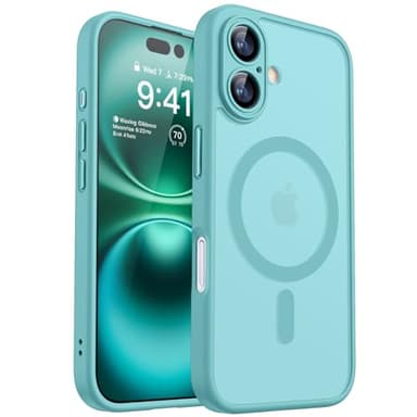 CANSHN Magnetic for iPhone 16 Plus Case, Upgraded [Full Camera Protection] [Compatible with Magsafe] [Translucent Matte] Shockproof Protective Phone Case for iPhone 16 Plus - Teal - Image 1