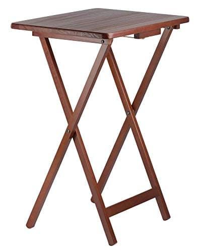 Winsome Alex Snack Table Set with Stand, for Living Room, 26", Walnut, Set of 4 Tables - Image 1