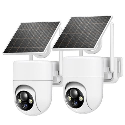 Oculview 2K Solar Security Cameras Wireless Outdoor, 2PCS Outdoor Camera Wireless with 360° View, Cameras for Home Security with Color Night Vision/2-Way Audio, 2.4GHz Wi-Fi Only - Image 1