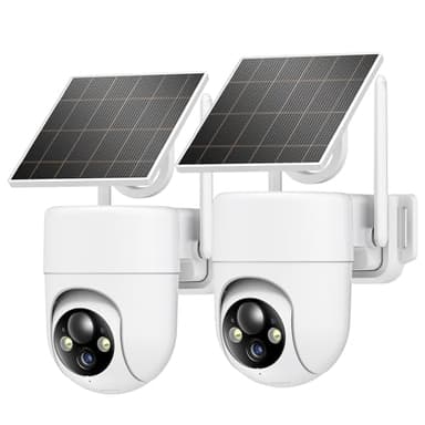 Oculview 2K Solar Security Cameras Wireless Outdoor, 2PCS Outdoor Camera Wireless with 360° View, Cameras for Home Security with Color Night Vision/2-Way Audio, 2.4GHz Wi-Fi Only - Image 1