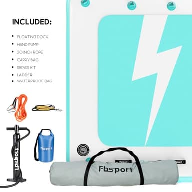 FBSPORT Inflatable Floating Dock, Inflatable Air Dock Platform Floating Island Raft with Non-Slip Surface, Inflatable Water Floating Dock Mat for Lake Pool Beach Ocean, 5x6x0.5 ft, Green - Image 8