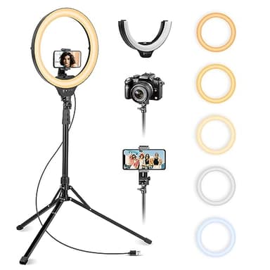 Aureday 14'' Selfie Ring Light with 62'' Tripod Stand and Phone Holder, Dimmable LED Phone Ringlight for Makeup/Video Recording/Photography, Circle Lighting for All Cell Phones&Lightweight Cameras - Image 1