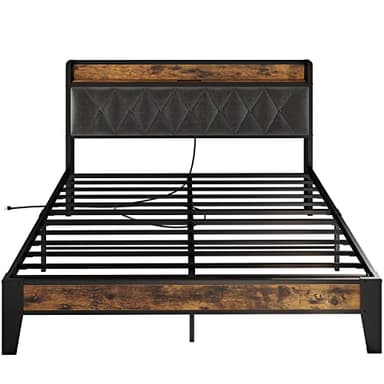 ANCTOR Queen Bed Frame, Storage Headboard with Outlets, Easy to Install, Sturdy and Stable, No Noise, No Box Springs Needed - Image 9