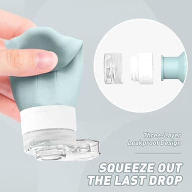 Redfly Travel Bottles for Toiletries, Tsa Approved 3oz Travel Size Containers, Leak Proof Silicone Squeezable Containers for Toiletries, BPA Free Refillable Essentials for Shampoo Conditioner Gray - Image 4