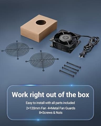 DEWENWILS 2 Pack 120V AC Fan, Waterproof Exhaust Fan 120mm, 18W 2850RPM 90CFM, DIY Cooling Fan for Refrigerator, Computer Case, Compressor Engine, Generator, UL Listed - Image 5