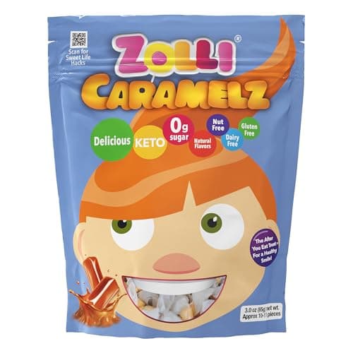Zollipops Sugar-Free Caramelz, Teeth-Friendly Low Calorie Candy, Keto & Diabetic Friendly, Gluten-Free, Kosher, 3oz Bag - Image 1