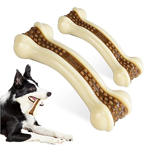 BETTEPROD Dog Chew Toys for Aggressive Chewers Large Breed,2 Pack Beef Flavor Indestructible Dog Teething Chew Toys Bones for Large/Medium/Small Puppies,Pet Toy with Nylon - Image 1