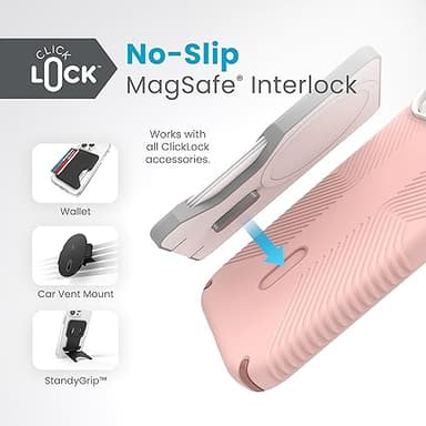 Speck MagSafe Case for iPhone 15 - Drop & Camera Protection, ClickLock No-Slip, Wireless Charging Compatible, Fits All 6.1 Inch Models Including iPhone 14, iPhone 13 - Dahlia Pink/Rose Copper/White - Image 4