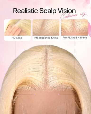 colowam 30Inch 613 13x6 Lace Front Wig Human Hair 200 Density 613 Lace Front Wig Human Hair Straight 613 HD Lace Frontal Wig 13x6 Blonde Wigs Human hair Pre Plucked (613 Blonde Wigs) - Image 3