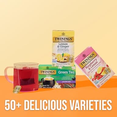 Twinings Raspberry & Lemon Herbal Tea Individually Wrapped Bags, 20 Count (Pack of 6), Fruity & Zesty, Naturally Caffeine-Free, Enjoy Hot or Iced, 120 Teabags - Image 6