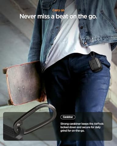 Spigen for AirPods Pro 3 Case, Rugged Armor Compatible with AirPods Pro 3rd Generation Case (2025), Shockproof Protective Cover with Carabiner - Matte Black - Image 6