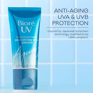 Bioré UV Aqua Rich Daily Hydrating Facial Moisturizer with SPF 50 | Oil Free Sunscreen & Primer for Makeup with Hyaluronic Acid, No White Cast, Non-Comedogenic, For Sensitive Skin, PA++++, 1.7 Oz - Image 7
