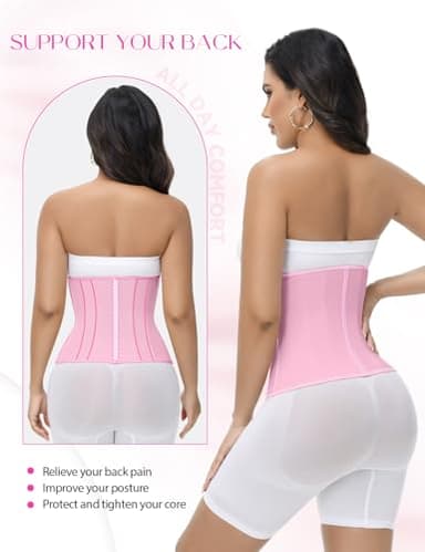 SHAPSHE Waist Trainer for Women Tummy Control Workout Waist Cincher Corset Shapewear Postpartum Body Shaper Faja with Zipper Hook Pink - Image 6