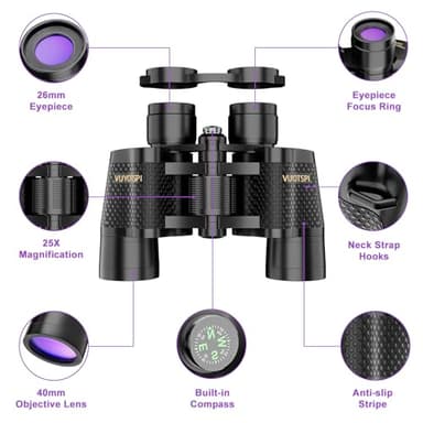 25x40 Binoculars for Adults High Powered with Compass, Compact HD Waterproof Binoculars for Bird Watching, Hunting, Concerts, Travel & Outdoor Adventures - Image 4
