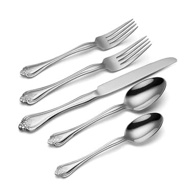 Oneida Boutonniere 45 Piece Everday Flatware, Service for 8, 18/0 Stainless Steel. Silverware Set, Dishwasher Safe, Multi - Image 3