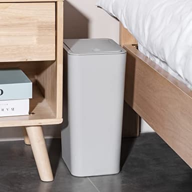 TrashAid 3 Pack Bathroom Trash Can with Lid, 2.6 Gallon / 10 Liter Small Garbage Can with Press Top Lid, Plastic Wastebasket with Pop-up Lids for Toilet, Office, Bedroom, Living Room, Grey - Image 6