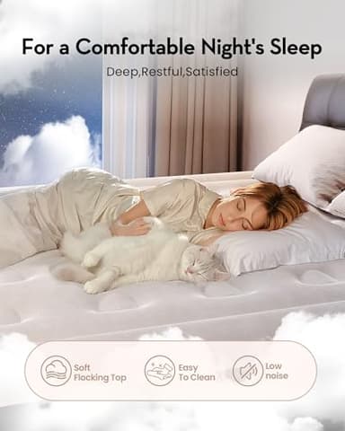 OhGeni Queen Air Mattress with Built in Pump, Inflatable Mattress Blow Up Bed 18 Raised Comfort,Upgraded Surface Portable Mattress, Air Bed for Camping, Home and Guest, Colchone Inflable, 650 lbs Max - Image 2