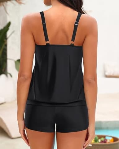 Daci Black Women Two Piece Tankini Set - 2 Piece Tummy Control Bathing Suits Top with Shorts 2025 Swimsuits Swimwear M - Image 2