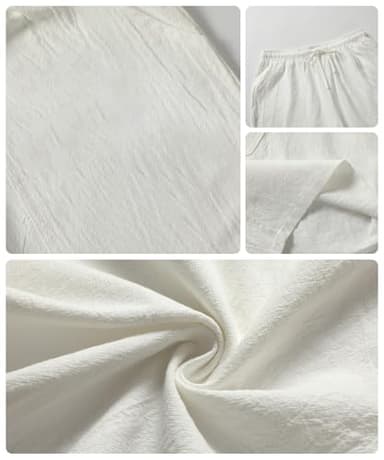 Puimentiua Linen Shorts for Men, Lightweight Elastic Waist Summer Beach Mens Casual Linen Shorts White-M - Image 7