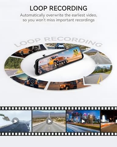 WOLFBOX G900 Rear View Mirror Camera, Mirror Dash Cam 4K Front and 2.5K Rear, Smart Full 12’’ Touch Screen, Backup Camera for Car, GPS, WDR, Night Vision, Included 64GB Card - Image 9