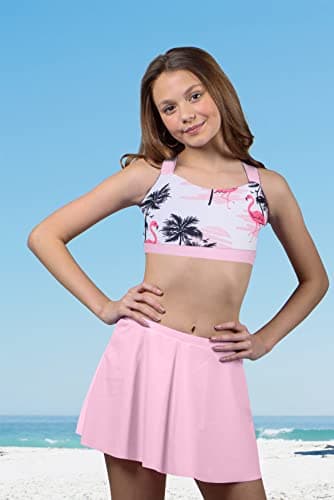 Cutemile Girls Swimsuits Size 5 Pink Flamingo Bathing Suit Size 6 Tankini Set with Skirt 2Ps Swimwear for Pool Party - Image 4