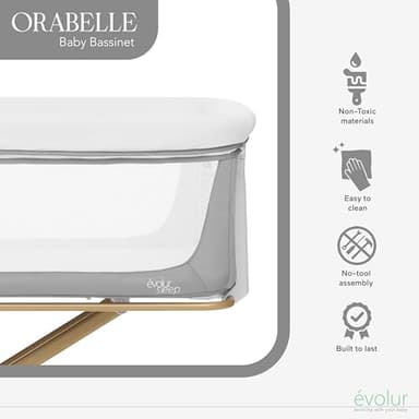 Evolur Orabelle Bedside Bassinet – Adjustable, Foldable & Lightweight Travel Bassinet for Baby - Image 5