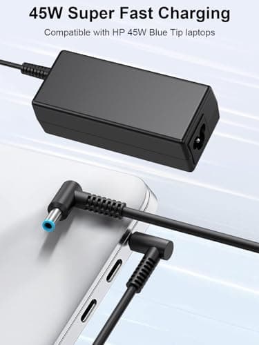 45W Charger Compatible with HP Laptop Charger, Blue Tip, Pavilion x360 11 13 15, Zbook 14u G4 G5 15u 15 G3, Notebook 15, Stream 13 11 14 AC Adapter with Power Cord - Image 2