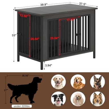 EasyCom Dog Crate Furniture for 1 or 2 Dogs, Heavy Duty Single/Double Dog Crates for Small/Medium/Large Dogs, Dog Kennel Furniture Indoor as TV Stand, Large Size 39.96" L(35-60 Pounds), Dark Grey - Image 4