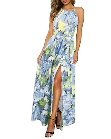 KILIG Women's Summer Maxi Dress 2025 Casual Sleeveless Split Floral Sundress Beach Vacation Flowy Long Dresses(Floral22,M) - Image 1