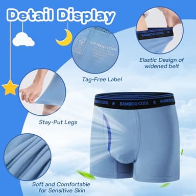 BAMBOO COOL Boys' Underwear Moisture-Wicking Brethable Boxer Briefs Soft Lightweight Tag-Free with Fly Pouch 6-Pack - Image 2