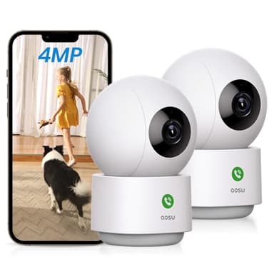 AOSU 4MP Security Camera Indoor - 2.5K Baby Monitor Pet Camera 360° for Home Security with 5/2.4 GHz Wi-Fi Router, One-Touch Call, Smart Motion Tracking (2 Pack) - Image 1