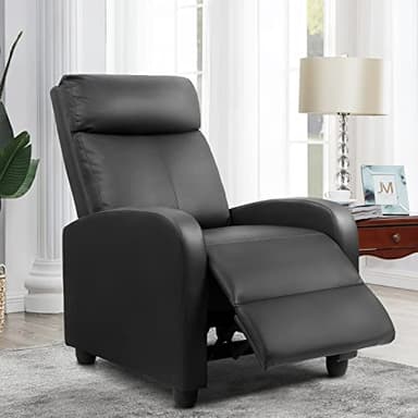 Furniwell Massage Recliner Chair for Living Room Adjustable PU Leather Reclining Chair Home Theater Seating Modern Winback Single Sofa for Adults with Footrest (Leather, Black) - Image 8