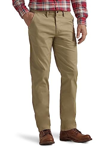 Lee Men's Flat Front Slim Straight Pant, Khaki, 30W x 32L - Image 1