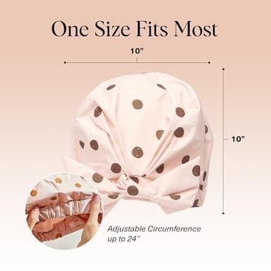 Kitsch Luxury Shower Caps for Women Reusable Waterproof - Large Shower Cap for Women, Non-slip, Quick-dry Hair Cap for Long and Short Hair, Comfortable and Stylish Design - Blush Dot - Image 5