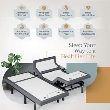 Sven & Son Bliss Adjustable Bed Base-Frame Only, Head and Foot Lift, Lumbar Support, Head-Pillow-Tilt, Massage, Under-Bed Lights, USB, Memory Positions, Zero Gravity - Split King - Image 3