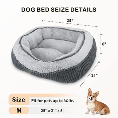 SIWA MARY Dog Beds for Small Medium Large Dogs & Cats. Washable Pet Bed, Orthopedic Dog Sofa Bed, Luxury Wide Side Fancy Design, Soft Calming Sleeping Warming Puppy Bed, Anti-Slip Bottom(25"x21"x8") - Image 6