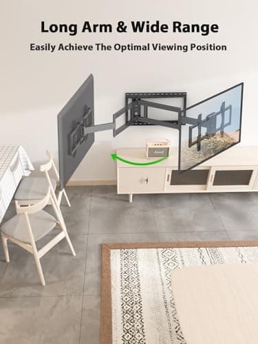 USX Mount Long Arm TV Wall Mount for Most 42-90 inch Television 40 Inch Extension Full Motion TV Mount，Wall Mount Bracket with Swivel and Tilt, Up to 150lbs Fits 16” 18” 20” 24” Stud VESA 800x400mm - Image 3