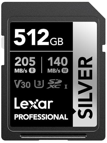 Lexar 512GB Professional Silver SD Card, UHS-I, C10, U3, V30, 4K, Up to 205/140 MB/s SDXC Memory Card, for Professional Photographer, Videographer, Enthusiast (LSDSILV512G-BNNNU) - Image 1