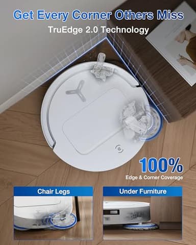 ECOVACS DEEBOT T50 PRO Omni Robot Vacuum and Mop, 3.19” Ultra-Slim, 15,000Pa Suction, ZeroTangle 2.0, TruEdge Edge Cleaning, AIVI 3D Obstacle Avoidance, Auto Mop Wash & Dry, Self-Emptying,White - Image 3