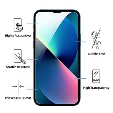 NEW'C 3 Pack Designed for iPhone 14, iPhone 13, iPhone 13 Pro Screen Protector (6.1 inches), Enhanced Tempered Glass Protection,Case Friendly, Ultra Resistant - Image 2