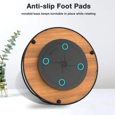 Lazy Susan Turntable Organizer for Cabinet Pantry Kitchen Countertop Refrigerator Cupboard, Pine Wood, 9", Carbonized Black - Image 6
