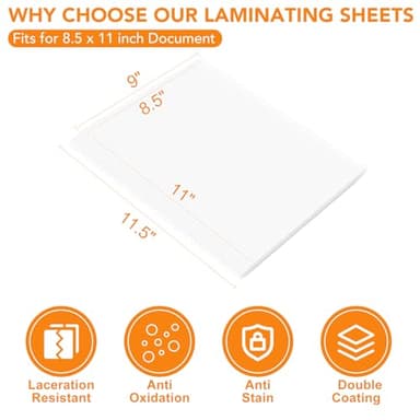 CAREGY Thermal Laminating Pouches, 300 Pack Laminating Sheets, 3 Mil, 9 x 11.5 Inches Lamination Sheet Paper for Laminator, Clear, Letter Size, Office and School Supplies - Image 5